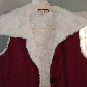 Maroon faux fur lined vest